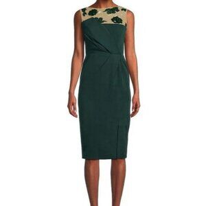 JS Collections Green Adelaide Sequined Floral Cocktail Dress